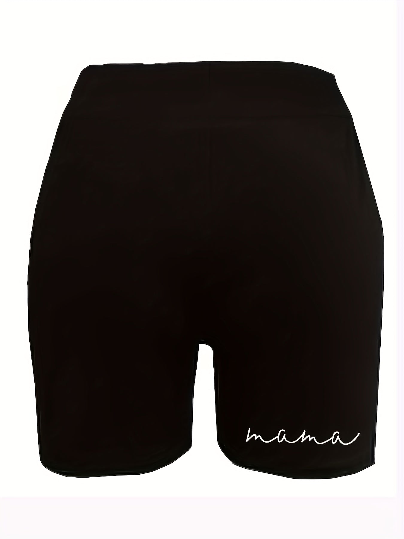 Letter Print High-Rise Biker Shorts