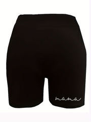 Letter Print High-Rise Biker Shorts