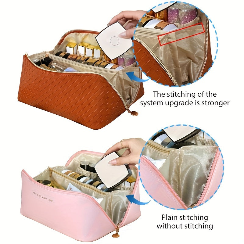 Large Travel Cosmetic Bag Waterproof Makeup Organizer Portable With Handle