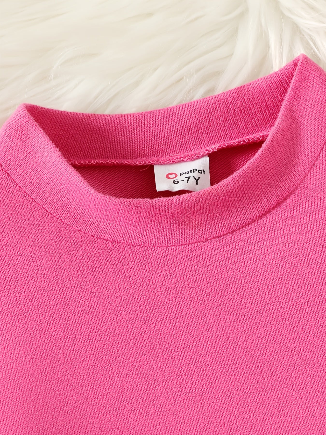 Kid Girl Solid Stand Collar Long Sleeve Knit Dress