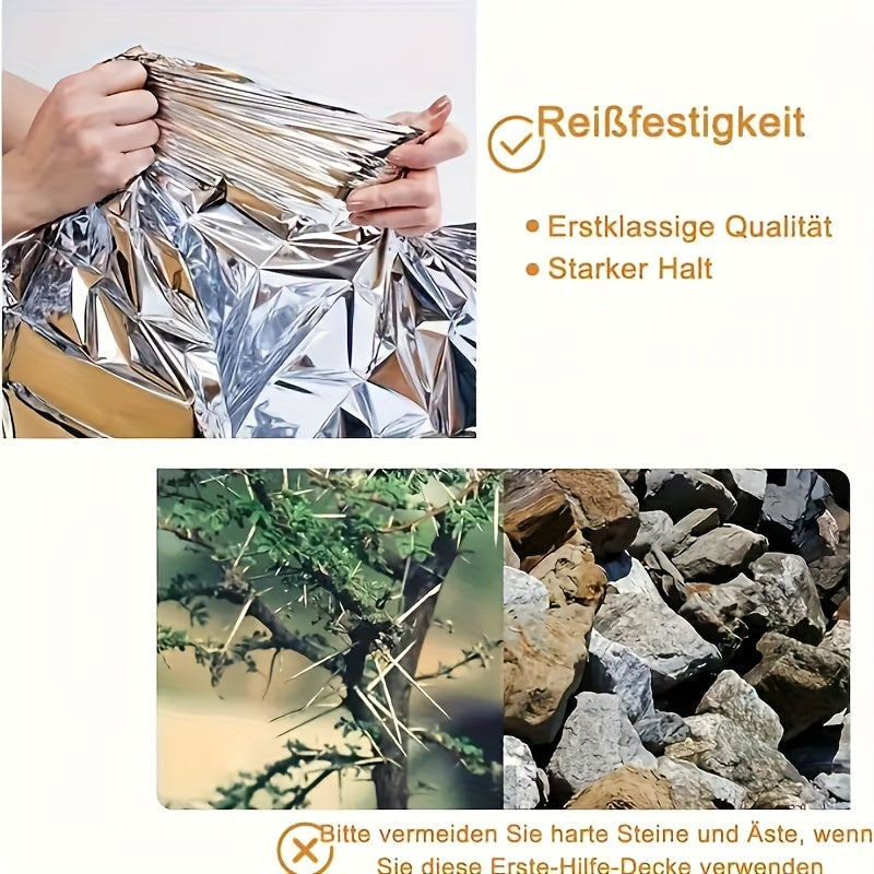 2pcs Thermal Survival Blankets Outdoor Emergency Double Sided Silvery