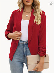 Solid Shawl Collar Blazer for Women