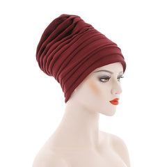 Women Beanie Hat Turban Hat Folding Warm Cap Wrap Scarf Cap