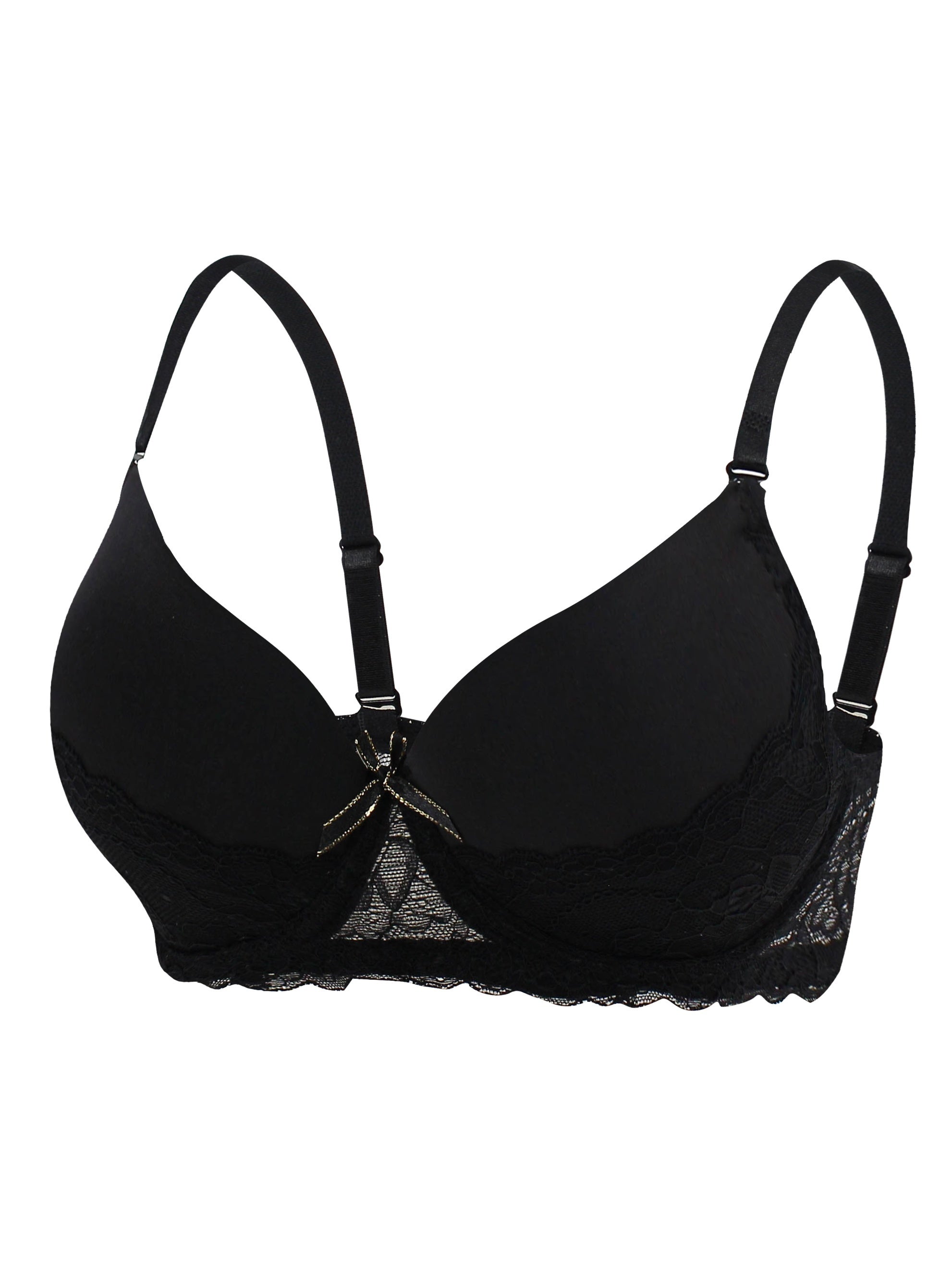 Solid Lace Stitching Bra Push Up Anti-sagging Everyday Bra