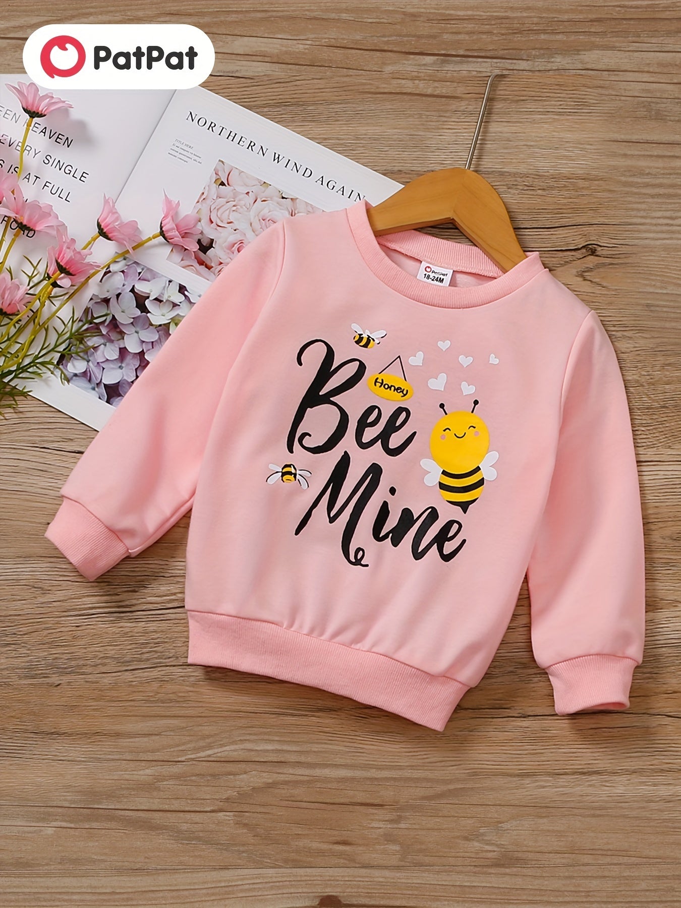 Girls Sweatshirt BEE MINE Graphic Long Sleeve Top Pullover Spring Fall