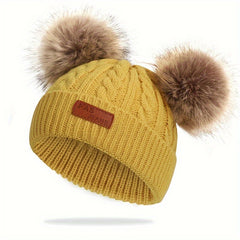 Kids Knitted Hat for Winter Outdoor Sports, Warm Beanie for 0-3 Years Old