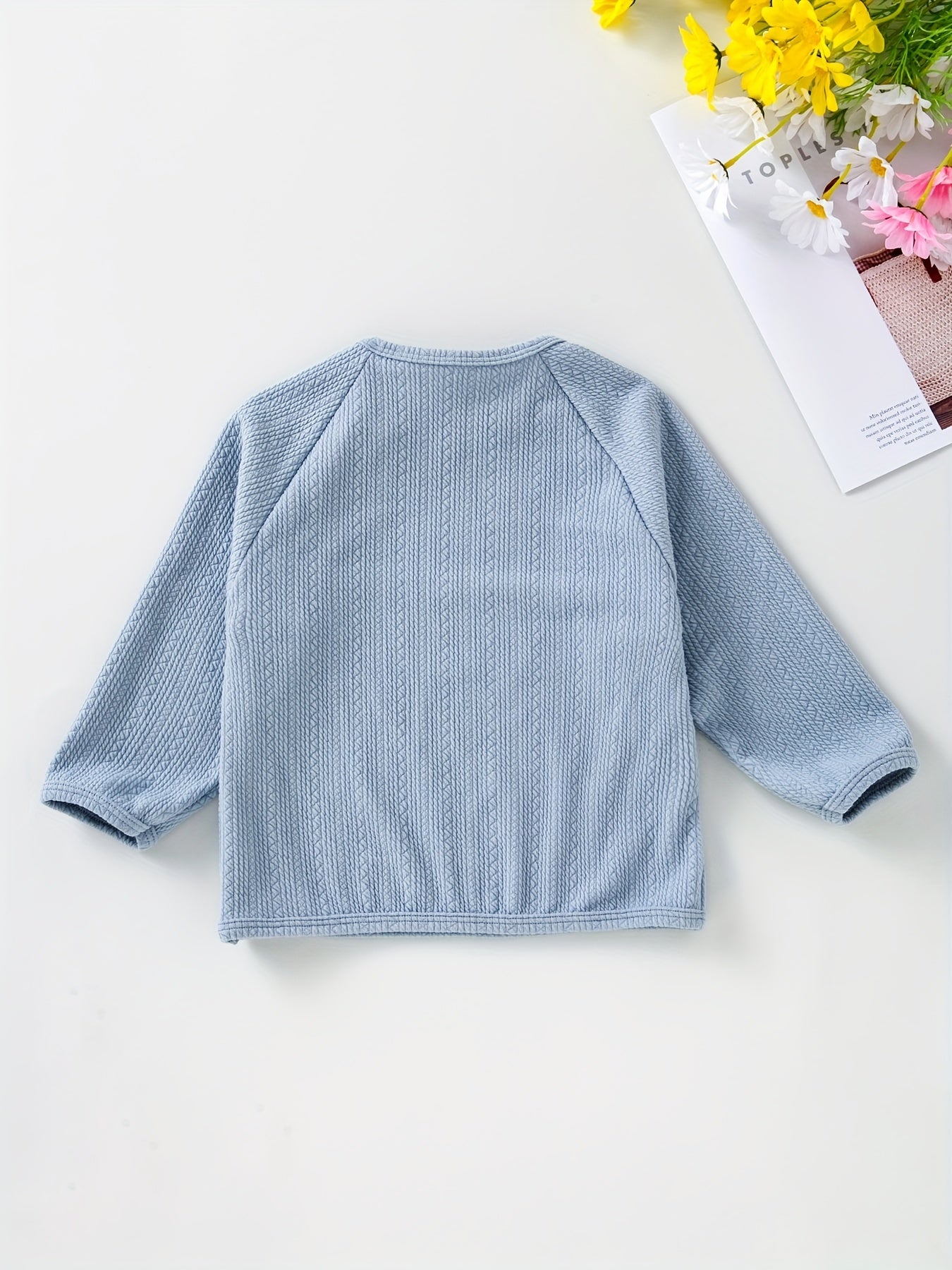 Girl's Loose Pullover Top with Buckle Round Neck