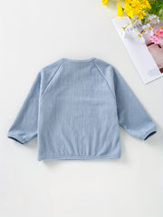 Girl's Loose Pullover Top with Buckle Round Neck