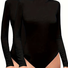 Solid Yoga Jumpsuit Long Sleeves High Stretch Slimming Bodysuit