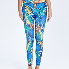 Leaf Printed Yoga Sports Leggings for Women's Activewear