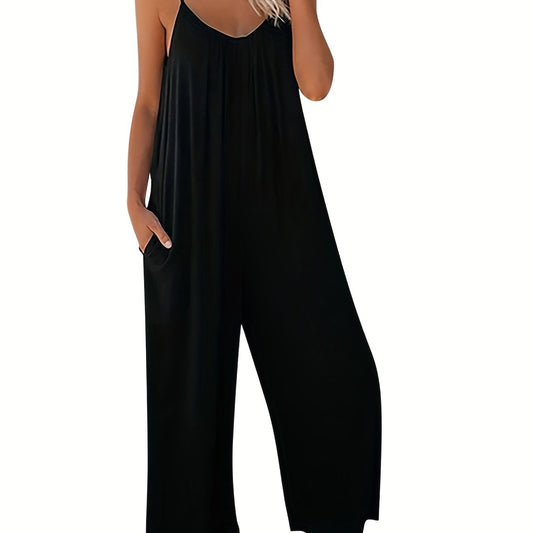 Solid Wide Leg Cami Jumpsuit