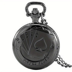 Medium Size Poker Quartz Movement Pocket Watch With Chain