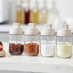 Clean & Hygienic Seasoning Bottle with Spoon Lid Salt Jar Set