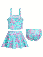Toddler Girls Rainbow Unicorn Swimsuit Set Tankini Top Shorts Skirt