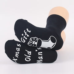 1 Pair Christmas Cotton Socks Gift Letters Print Anti Slip Novelty Socks