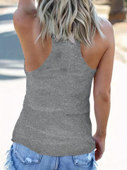 Sunglasses & Letter Print Tank Top Casual Sleeveless Summer Beach Tank Top