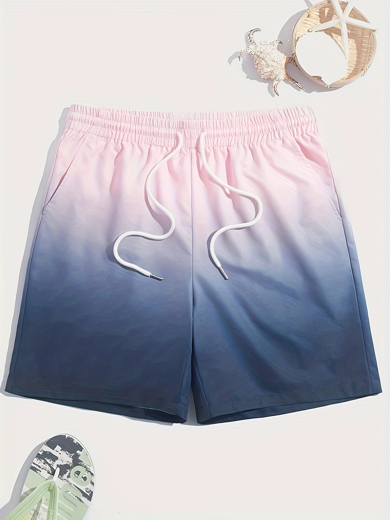 Gradient Stripe Pattern Quick-drying Beach Shorts Men's Summer Shorts