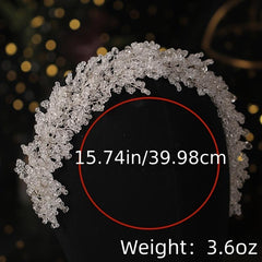 Silver Floral Rhinestone Bridal Tiara Pearl Headband Crown