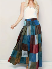 Colorblock Graphic Print Maxi Skirt
