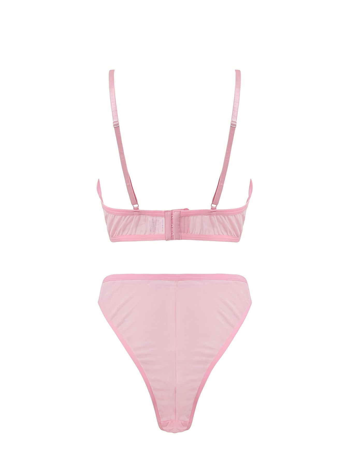 Sexy Ruffle Trim Mesh Bra & Panty Set