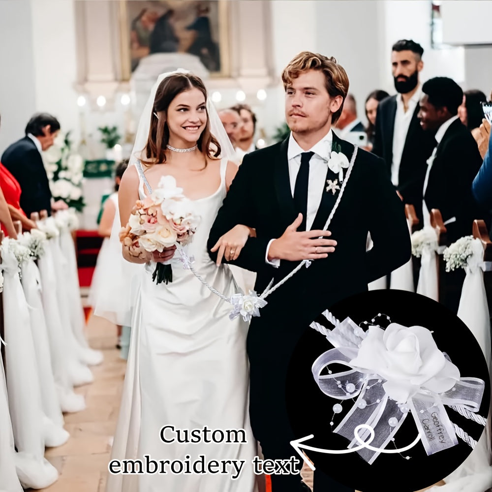 Custom Embroidered Wedding Lasso - Eternal Love Floral Design