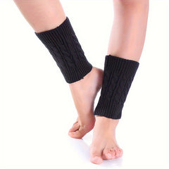 Twist Knit Leg Warmers Boot Sleeves Socks Women's Stockings