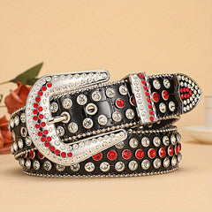 Crocodile Pattern PU Belt Colorful Rhinestone Inlaid Belts