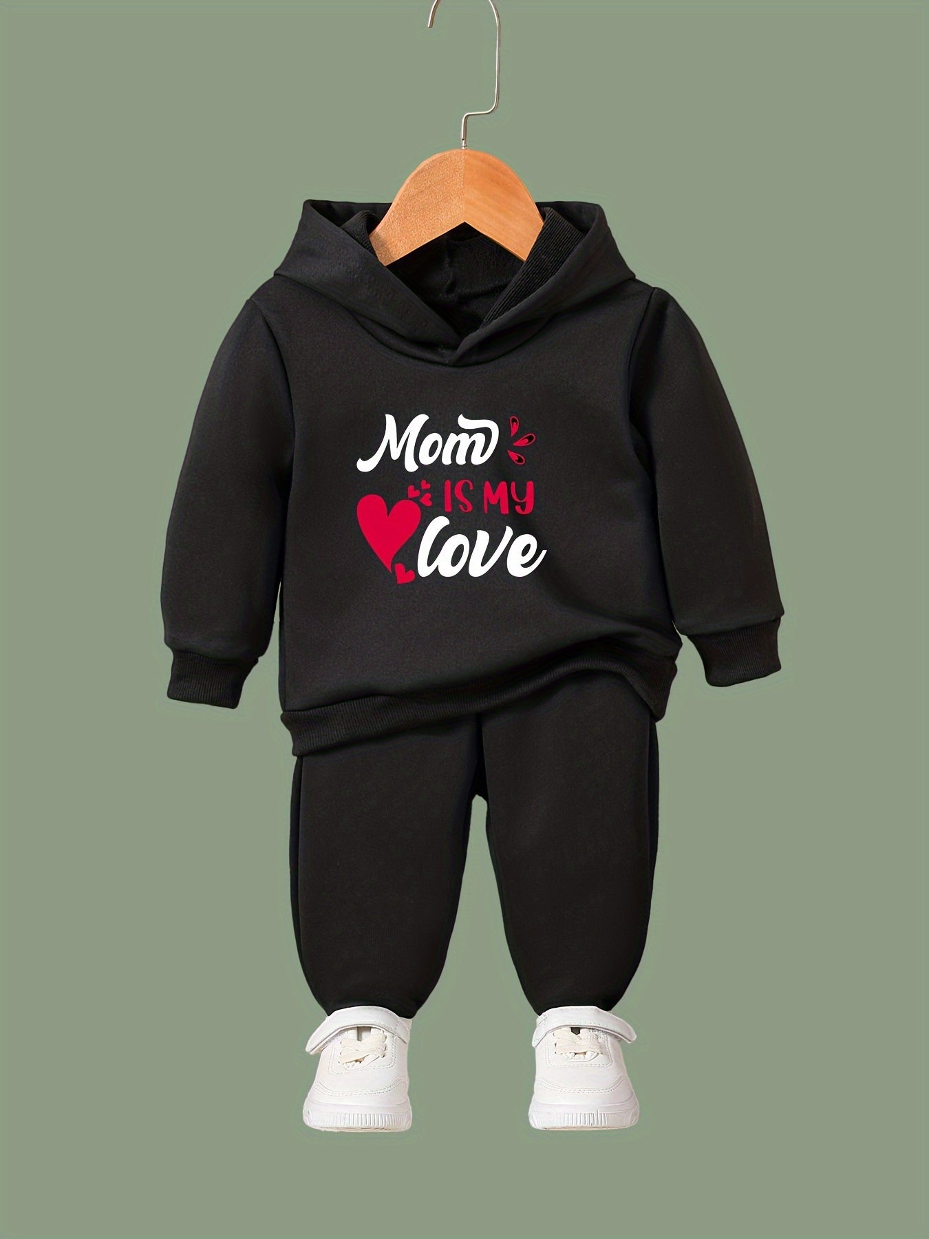 OERYUI Kids Breathable Activewear Set MOM IS MY LOVE Print Hoodies Pants Set