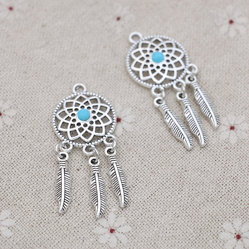 5pcs Tibetan Silver Dream Catcher Charms for Bracelet DIY Jewelry Making