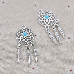 5pcs Tibetan Silver Dream Catcher Charms for Bracelet DIY Jewelry Making