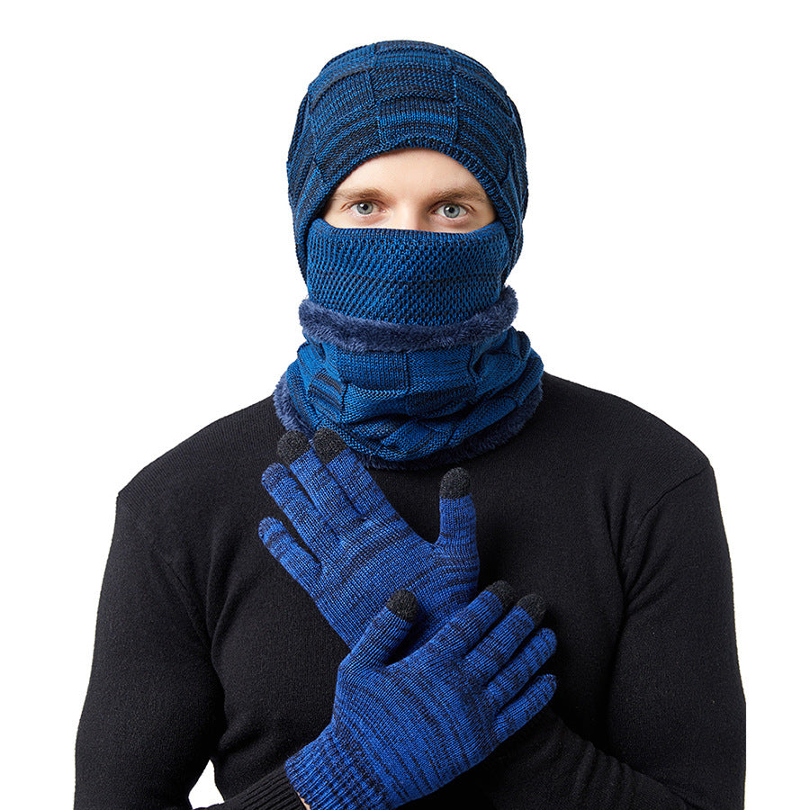 European/American Fleece Warm Hat Halter Mask Gloves Set