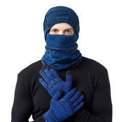 European/American Fleece Warm Hat Halter Mask Gloves Set