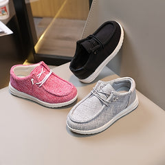 Girl's Solid Loafer Shoes Comfy Non Slip Soft Sole Sneakers