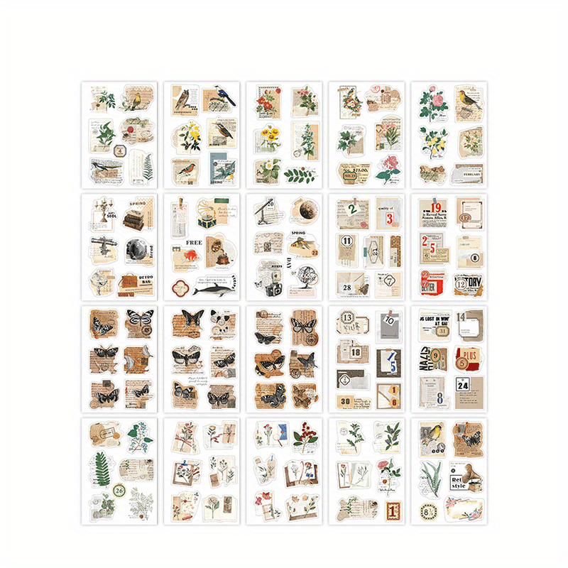 20 Sheets PET Sticker Book Floating Clouds Retro Literary Handbook