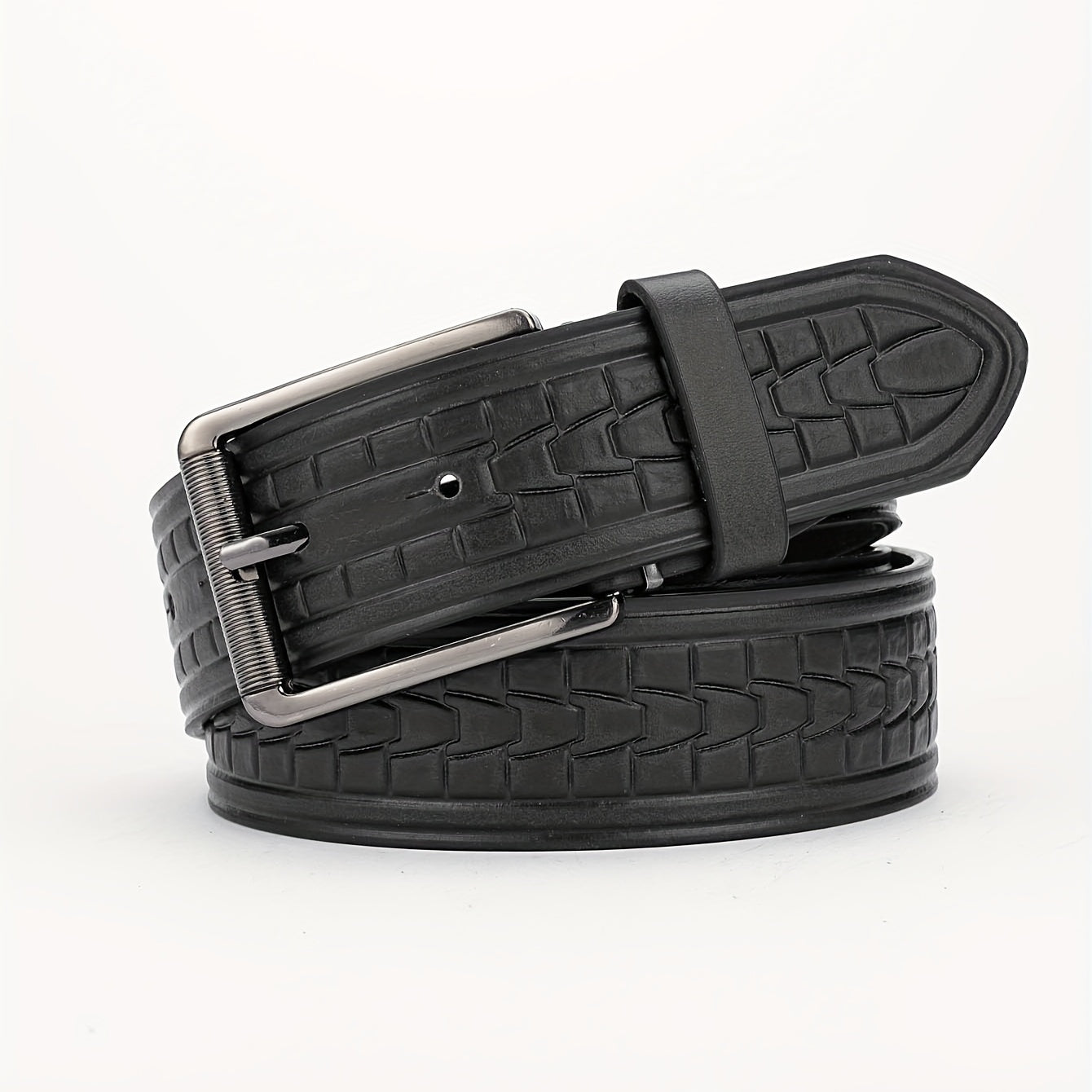 Alloy Buckle PU Striped Belt Accessory For Men