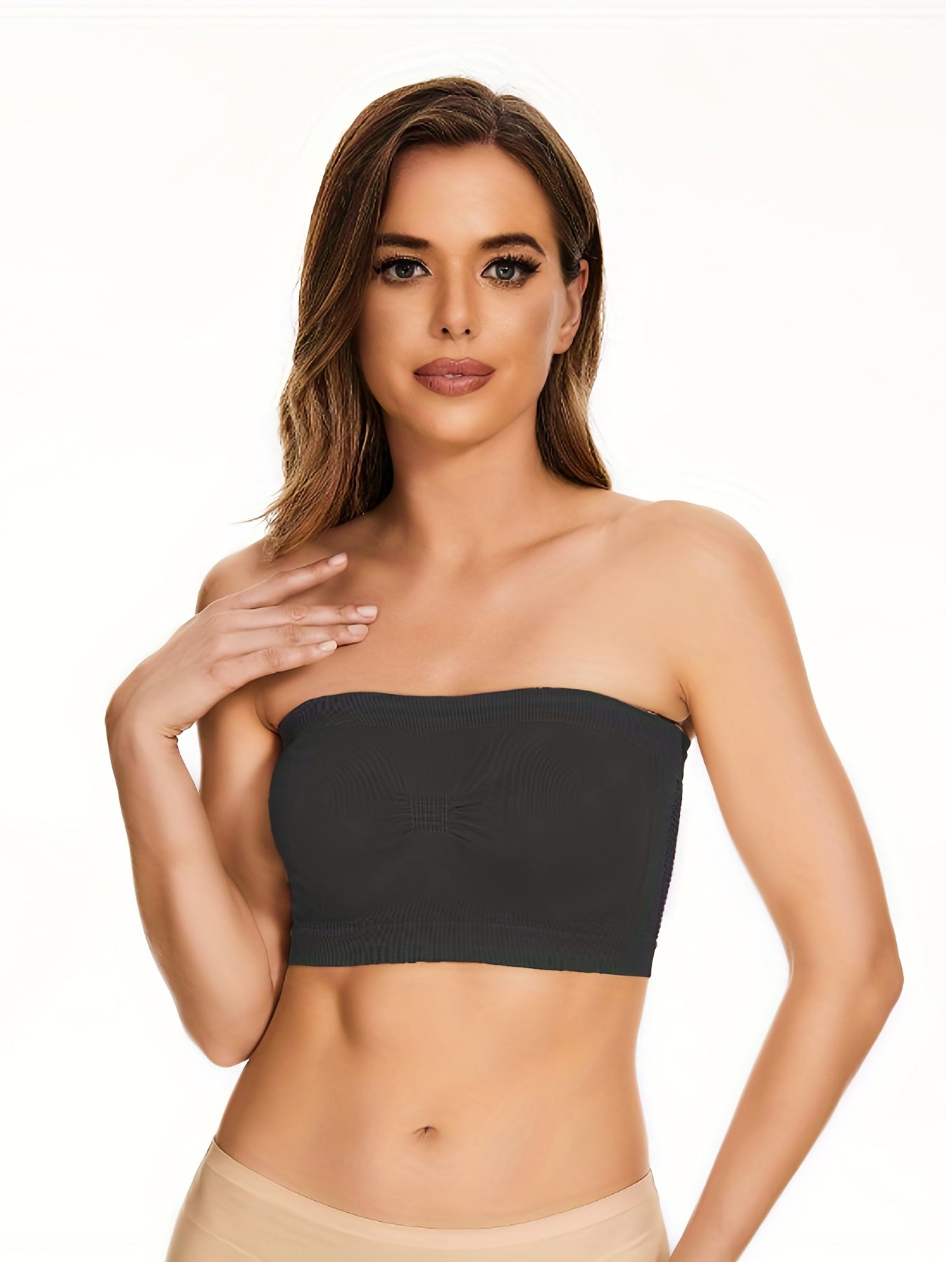 2pcs Cut Out Bandeau Bras Comfortable Stretch Everyday Bra Women's Lingerie