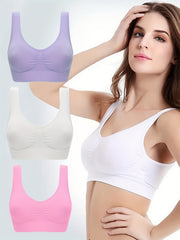 3pcs Wireless Sports Bras Comfy & Breathable Running Workout Tank Bra