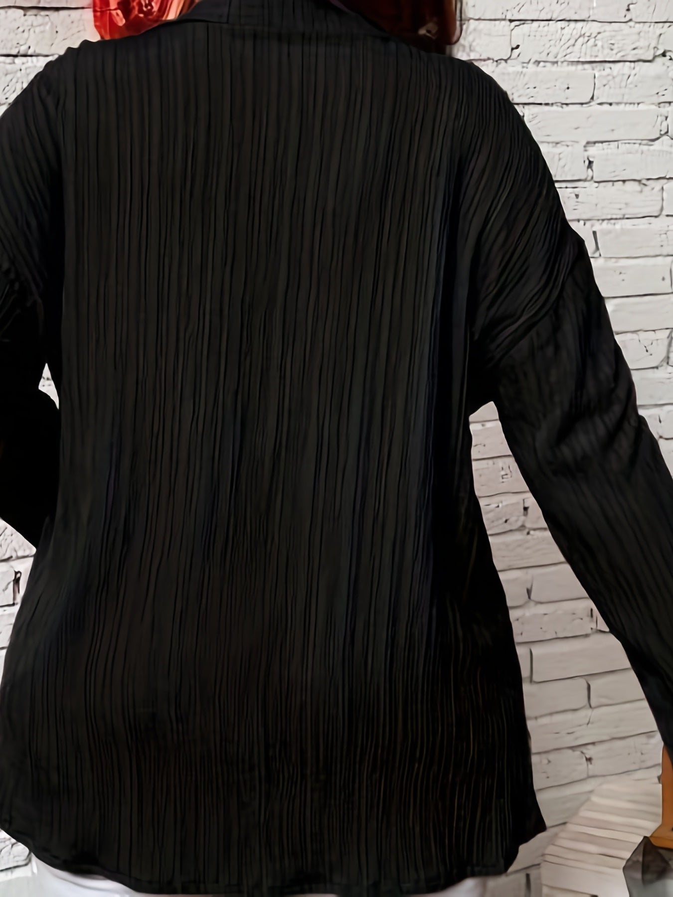 Ribbed Long Sleeve Button-Up Shirt