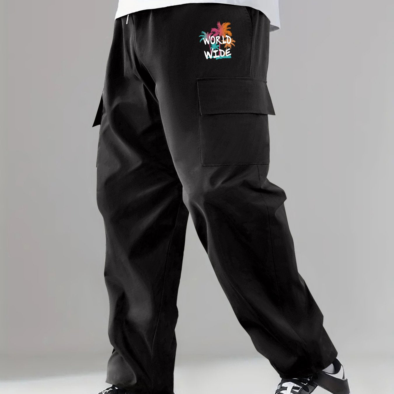 Men's Printed Cargo Pants Street Style Pocket Stretch Casual Pants