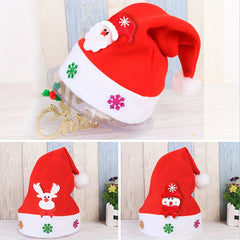 Christmas Santa Hat Red Xmas Holiday Hat With Santa Snowman And Reindeer