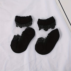 5pairs Girls Casual Lace Ruffled Socks Colorful Thin Breathable Summer