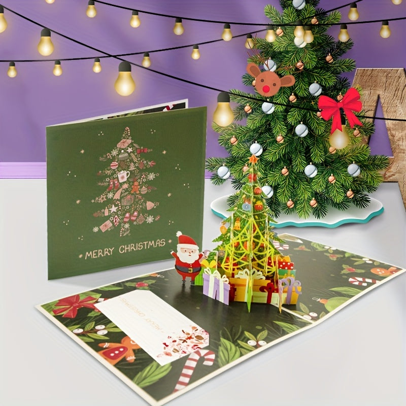 Merry Christmas Tree Popup Card With Note & Envelope