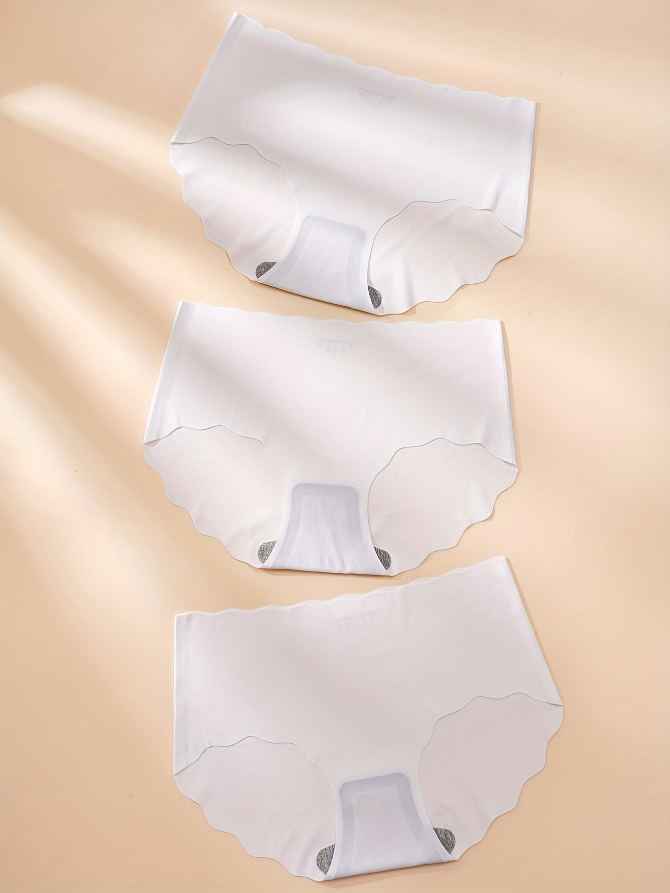 3 Seamless Scallop Trim Briefs Intimates Panties Women's Lingerie