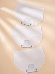 3 Seamless Scallop Trim Briefs Intimates Panties Women's Lingerie