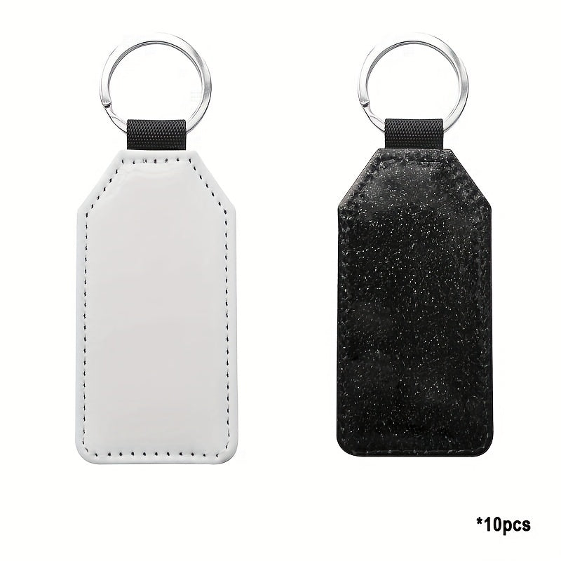 10pcs Sublimation PU Leather Glitter Keychain Single Side Printing