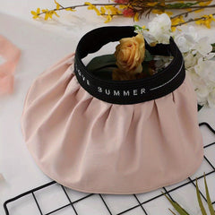 Wide Brim Stitching Visor Hats Foldable Headband Casual Sun Hat UV Protection