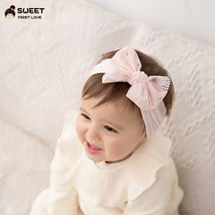 Girls Dressy Bow Headband Set 3pcs Soft Elastic Hair Accessories