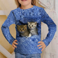 3D Print Kitty Friends Graphic T shirt for Girls