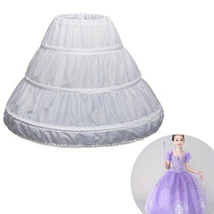 Kids Petticoat A Line 3 Hoops One Layer Lace Trim Dress Underskirt