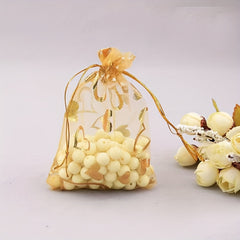 100pcs Heart-Shaped Organza Drawstring Pouch for Gifts, Candy, Jewelry